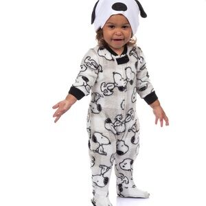 Adorable Black and White Dog Print Kids One Piece